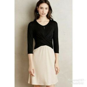 Anthropologie Amadi Crosswrap dress beige Size Me